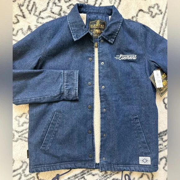 Element Eden Blue Denim and shearling Jacket - Picture 1 of 9